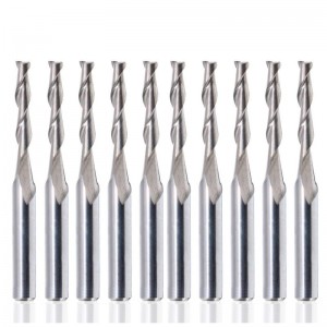 1/8 \"Σχιστόμετρο Εργαλείο κοπής καρβιδίου Μύτη άκρου 2mm Κόφτης κοπής CNC Μήτρες δρομέα CNC Εργαλείο κοπής σπειροειδούς 2-φλιδών, μήκος...