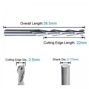 1/8 \"Σχιστόμετρο Εργαλείο κοπής καρβιδίου ακροδεκτών μύτης 2,5 χλστ. Διακόπτης κοπής CNC Μύτες δρομολογητή 2-φλιδωτό κοπτικό εργαλεί...