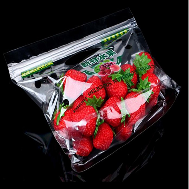 Eco-friend pirnted πλαστική λαχανική γλυκιά τομάτα ziplock τσάντα συσκευασίας με τρύπες εξαερισμού