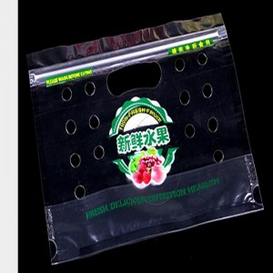 Eco-friend pirnted πλαστική λαχανική γλυκιά τομάτα ziplock τσάντα συσκευασίας με τρύπες εξαερισμού