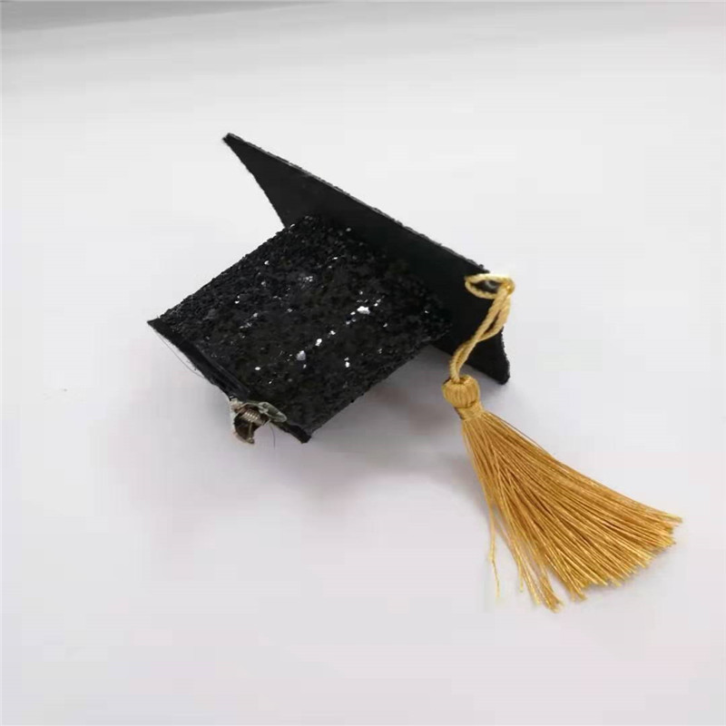 Μαύρο και άσπρο Καπέλο αποφοίτησης με φούντα Glitter για πάρτι