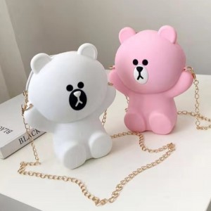 Σιλικόνης τσάντα κορίτσι τσάντα καρτούν χαριτωμένο σιλικόνης κινητό τηλέφωνο τσάντα φέρει προσωπικότητα αλυσίδα ενιαίο ώμο πλά...