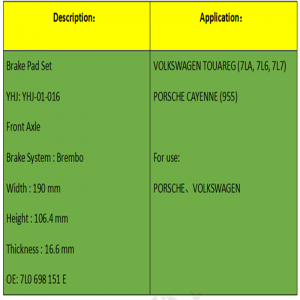 Τακάκια φρένων (OE: 7L0698151E)