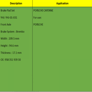 Τακάκια φρένων (OE: 958 351 939 30)