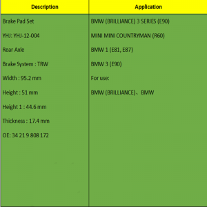 Τακάκια φρένων (OE: 3421 9808172)