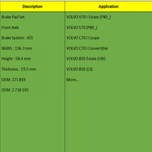 Τακάκια φρένων (ΟΕ: 271 859, ΟΕ: 2 718 591)