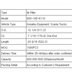 Φίλτρο αέρα (600 -185 -6110)