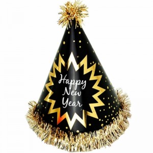 Ευτυχισμένο το Νέο Έτος με το Fried Cone Hats Paper με το Glitter