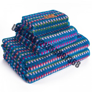 JMD TEXTILE Quick-Dry 100% Βαμβάκι, Μικρή Αρκούδα Καρφίτσα, Πολύχρωμες Ζακέτες Jacquard Σετ Πετσέτες Μπάνιου, Σετ 6-Peice (Μπλε)