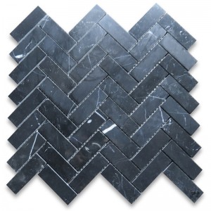 Nero marquina 1x3 μωσαϊκό πλακιδίων κεραμιδιών γυαλισμένο