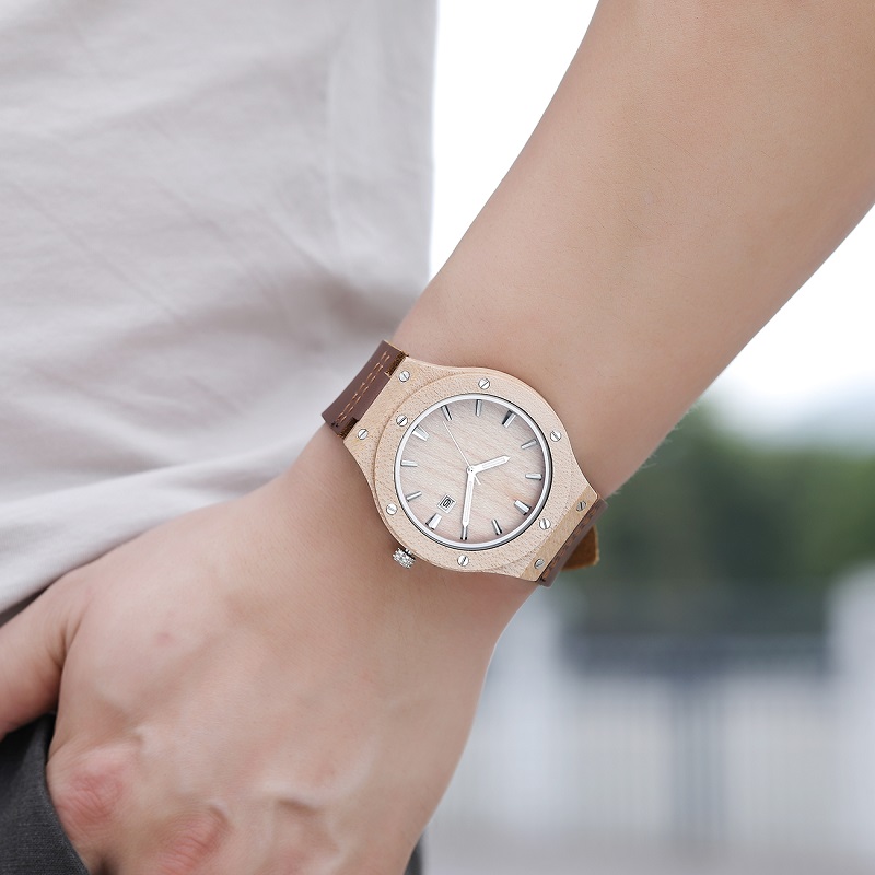 Φύση ξύλο ρολόι άνθρωπος αναλογικό χαλαζία δερμάτινο λουράκι μόδας νεογέννητο ζέβρα ρολόι ανδρών μοντέρνο ρολόι