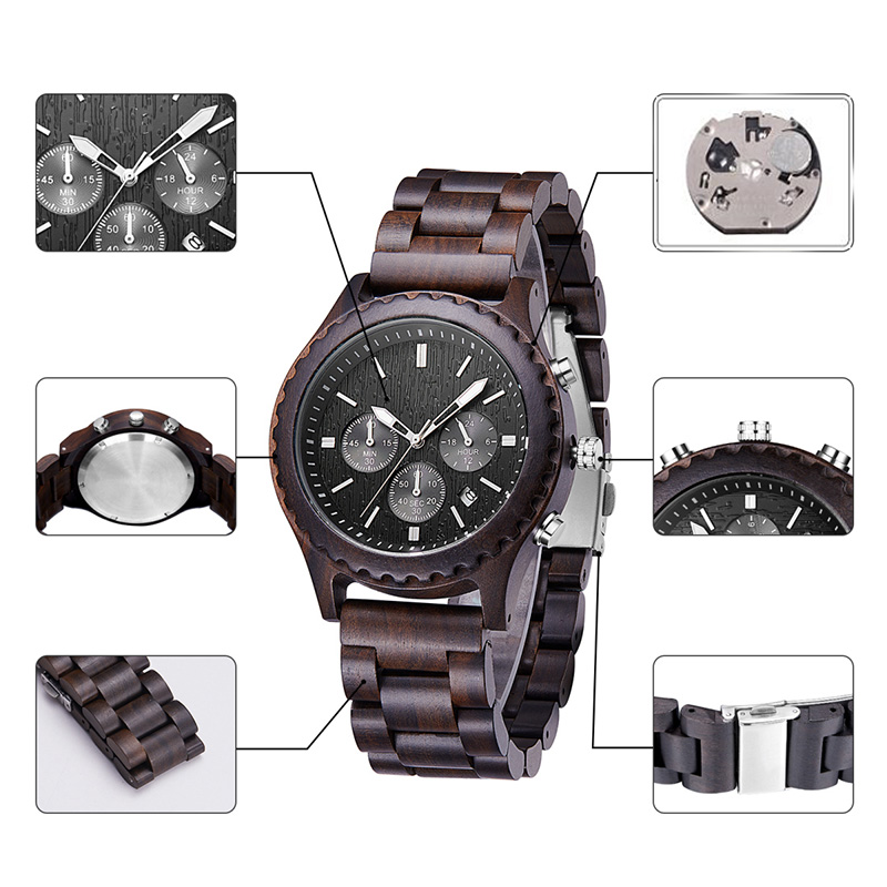 Πολυτελή δώρα μόδας ξύλινο ρολόι άνδρες Casual στρατιωτικό ρολόι ανδρών