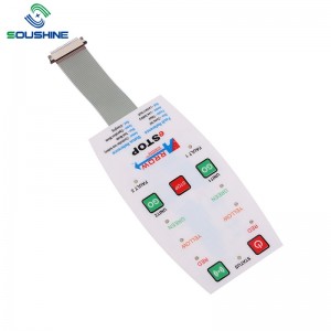 Διακόπτης μεμβράνης με LED και ανάγλυφο κουμπί, λύση γυαλιστερή επιφάνεια