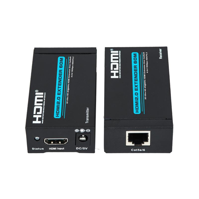 V2.0 Extender HDMI 60m Πάνω από ένα στήριγμα καλωδίου cat5e / 6 Ultra HD 4Kx2K @ 60Hz HDCP2.2