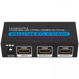 V2.0 HDMI 1x2 Splitter Υποστήριξη 3D Ultra HD 4Kx2K @ 60Hz HDCP2.2