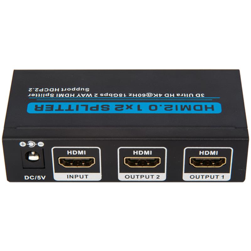 V2.0 HDMI 1x2 Splitter Υποστήριξη 3D Ultra HD 4Kx2K @ 60Hz HDCP2.2
