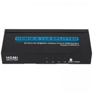 V2.0 HDMI 1x4 Splitter Υποστήριξη 3D Ultra HD 4Kx2K @ 60Hz HDCP2.2
