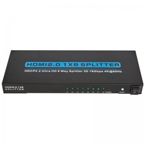 V2.0 HDMI 1x8 Splitter Υποστήριξη 3D Ultra HD 4Kx2K @ 60Hz HDCP2.2