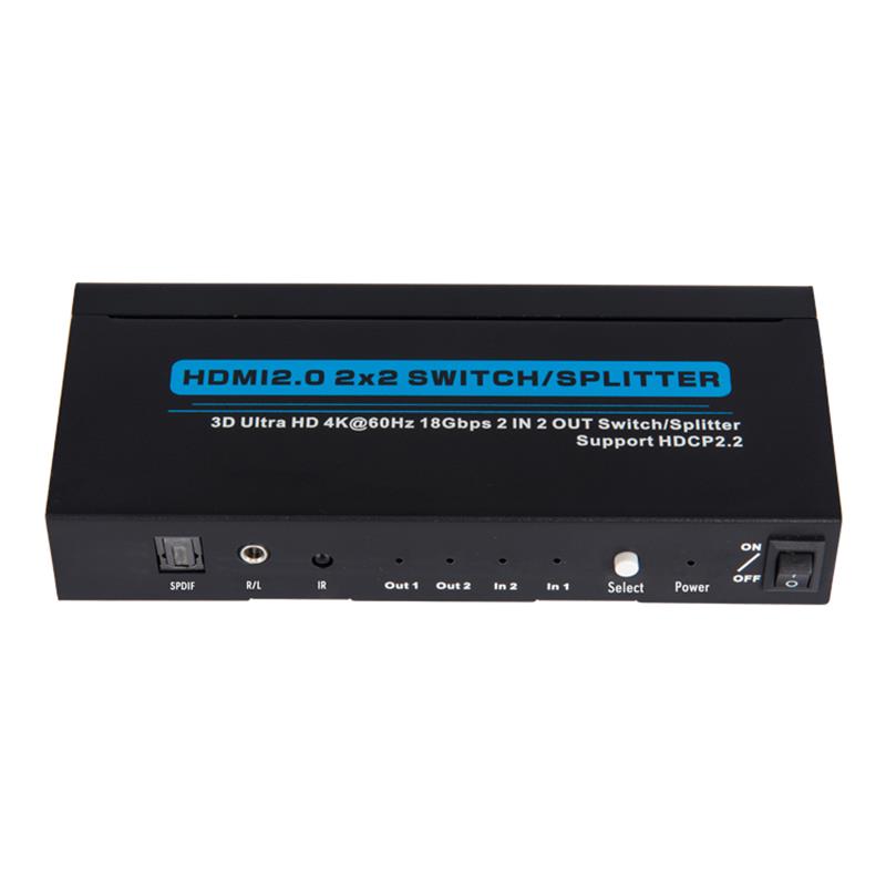 V2.0 HDMI 2x2 Διακόπτης / Splitter Υποστήριξη 3D Ultra HD 4Kx2K @ 60Hz HDCP2.2