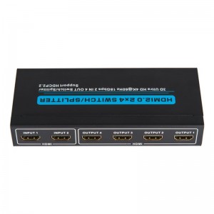 V2.0 HDMI 2x4 Διακόπτης \/ Splitter Υποστήριξη 3D Ultra HD 4Kx2K @ 60Hz HDCP2.2