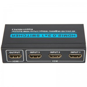 V2.0 HDMI 3x1 Switcher Υποστήριξη 3D Ultra HD 4Kx2K @ 60Hz HDCP2.2