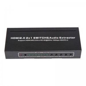 V2.0 Υποδοχή HDMI 2x1 Switcher & Audio Extractor Υποστήριξη ARC Ultra HD 4Kx2K @ 60Hz HDCP2.2 18Gbps