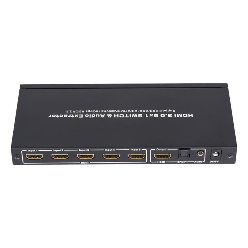V2.0 Υποδοχή HDMI 5x1 Υποστήριξη Υπογούφερ & Υποδοχή Ήχου ARC Ultra HD 4Kx2K @ 60Hz HDCP2.2 18Gbps