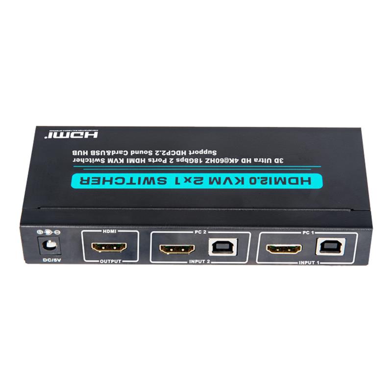 V2.0 HDMI KVM 2x1 Switch Υποστήριξη Ultra HD 4Kx2K @ 60Hz HDCP2.2 18Gbps κάρτα ήχου & USB Hub