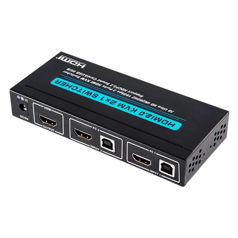 V2.0 HDMI KVM 2x1 Switch Υποστήριξη Ultra HD 4Kx2K @ 60Hz HDCP2.2 18Gbps κάρτα ήχου & USB Hub