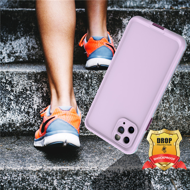 Ασφαλής iphone11 pro max case Apple υποβρύχια θήκη iphone αδιάβροχη θήκη τηλεφώνου ((μοβ) με συμπαγές χρώμα πίσω κάλυμμα