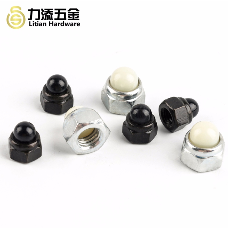 DIN986 M3-M12 μαύρο ψευδάργυρο και λευκό κεφάλι νάυλον εξαγωνικό παξιμάδι