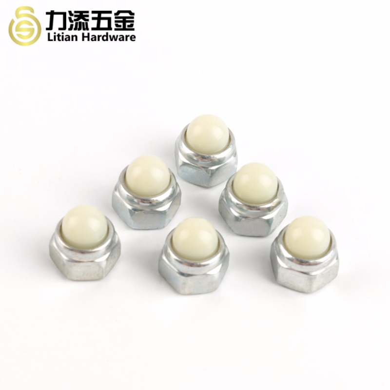 DIN986 M3-M12 μαύρο ψευδάργυρο και λευκό κεφάλι νάυλον εξαγωνικό παξιμάδι