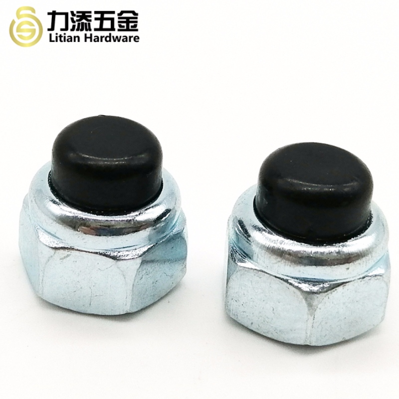 DIN986 μαύρο κεφάλι άνθρακα χάλυβα M3-M12 νάιλον παξιμάδι εξαγωνικό καπάκι