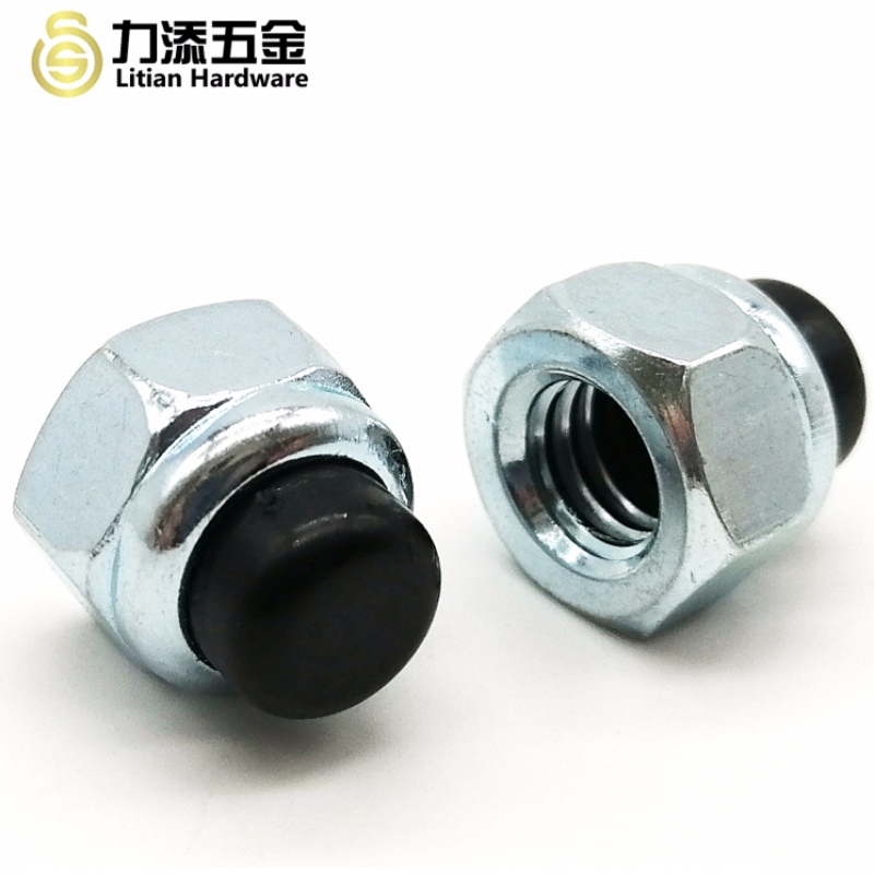 DIN986 μαύρο κεφάλι άνθρακα χάλυβα M3-M12 νάιλον παξιμάδι εξαγωνικό καπάκι