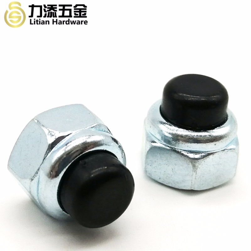 DIN986 μαύρο κεφάλι άνθρακα χάλυβα M3-M12 νάιλον παξιμάδι εξαγωνικό καπάκι