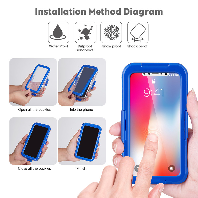 IP68 iphone case καλύτερη αδιάβροχη θήκη τηλεφώνου για την αδιάβροχη θήκη iphone XS (Blue)