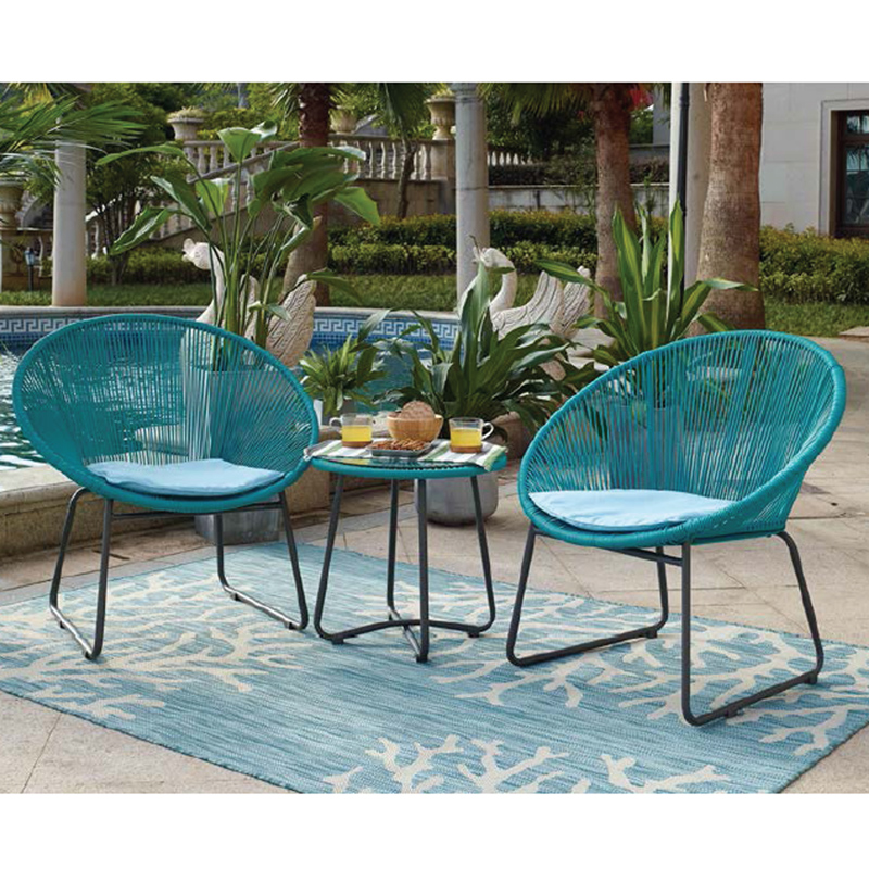 Χάλυβας και ψάθινος καναπές 3pcs VV-604