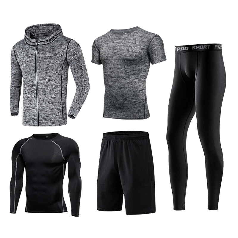 FDM021-5 Pcs Mens Workout Clothes Set Fitness Suit Sportswear