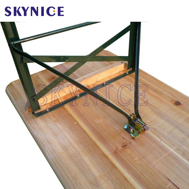 Ισχυρό υπαίθριο ξύλινο πτυσσόμενο τραπέζι μπύρας με πάγκο μπύρας