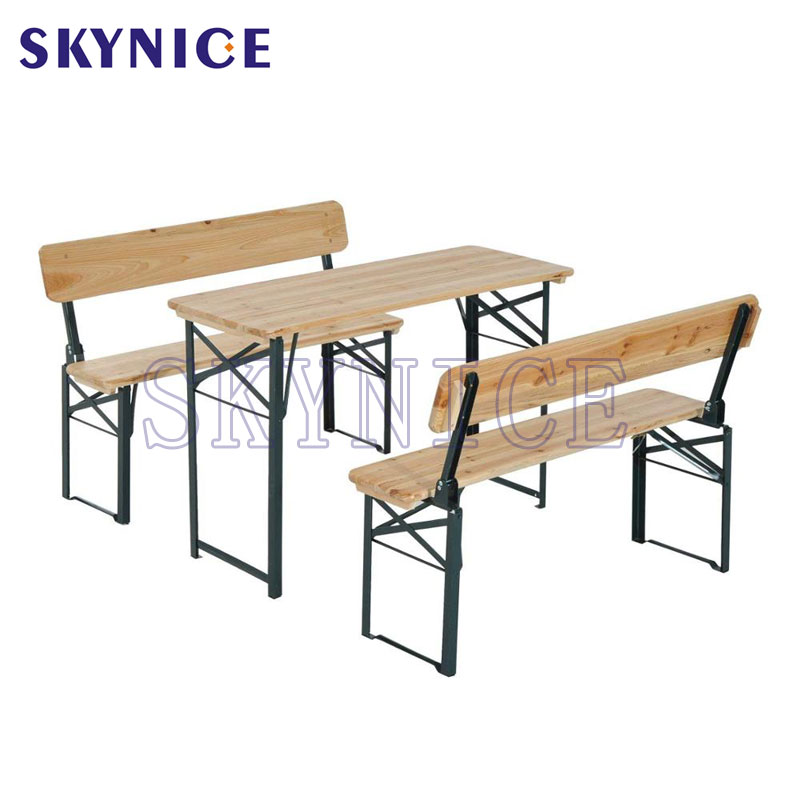 Κλασικό υπαίθριο Pincic Camping Ξύλινο πτυσσόμενο τραπέζι μπύρας και πάγκο