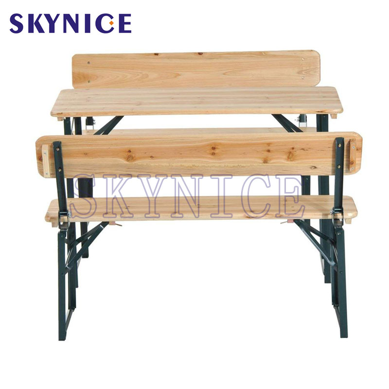 Κλασικό υπαίθριο Pincic Camping Ξύλινο πτυσσόμενο τραπέζι μπύρας και πάγκο