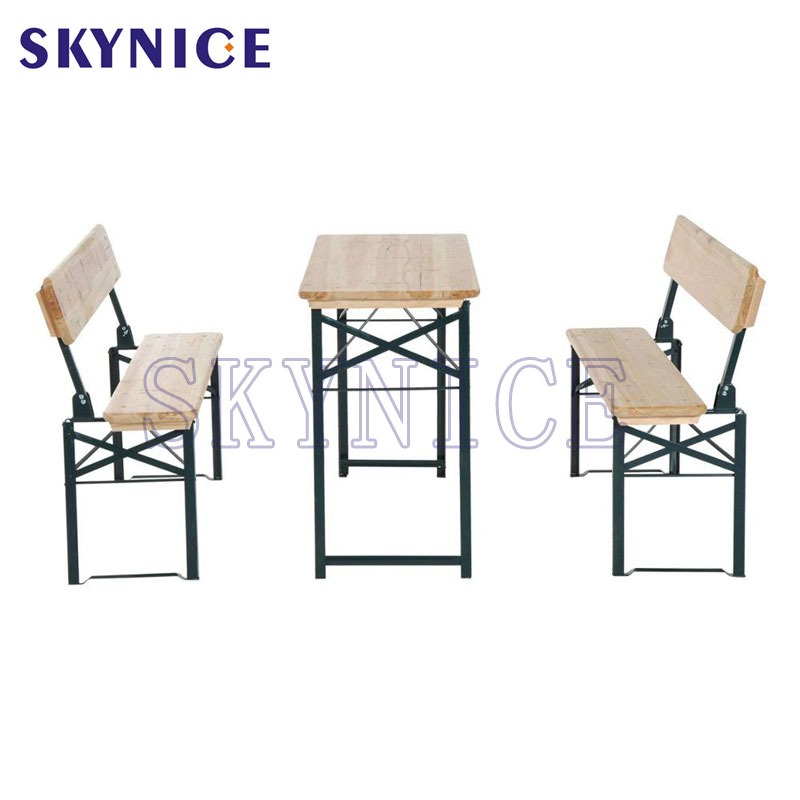 Κλασικό υπαίθριο Pincic Camping Ξύλινο πτυσσόμενο τραπέζι μπύρας και πάγκο