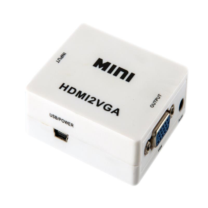 Μίνι μέγεθος HDMI σε VGA + μετατροπέα ήχου 1080P