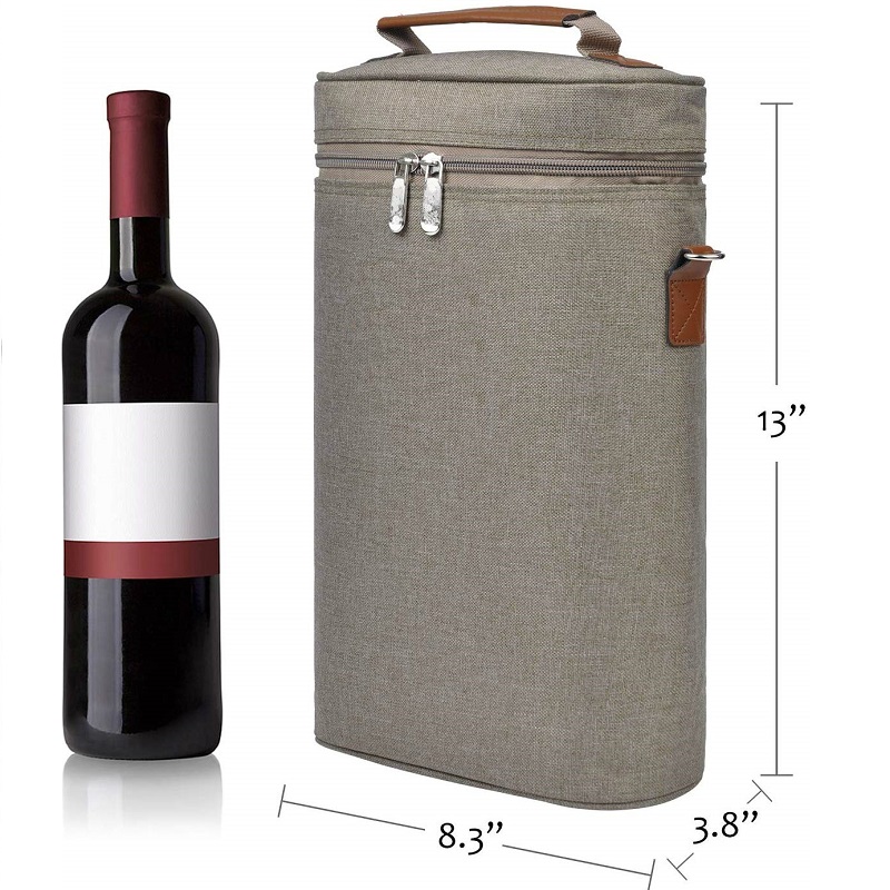 SGC32 Προσαρμοσμένο μονωμένο τσάι Picnic τσάντα κρασιού χονδρικής Travel Padded χειρολαβή τσάντα κρασιού 2 φιάλη με ρυθμιζόμενο ιμάντα ώμου