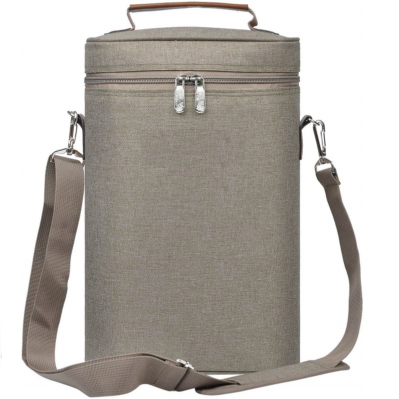 SGC32 Προσαρμοσμένο μονωμένο τσάι Picnic τσάντα κρασιού χονδρικής Travel Padded χειρολαβή τσάντα κρασιού 2 φιάλη με ρυθμιζόμενο ιμάντα ώμου