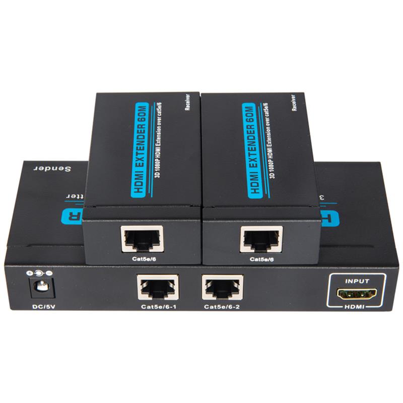 2 θύρες UTP HDMI 1x2 Splitter Over Single Cat5e / 6 Με 2 δέκτες έως 60m