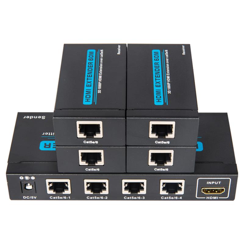 4 θύρες HDMI UTP 1x4 Splitter Over Single Cat5e / 6 Με 4 δέκτες έως 60m