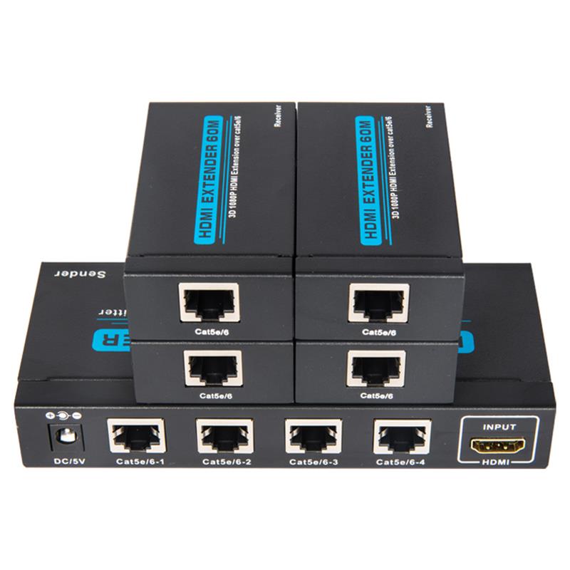 4 θύρες HDMI UTP 1x4 Splitter Over Single Cat5e \/ 6 Με 4 δέκτες έως 60m