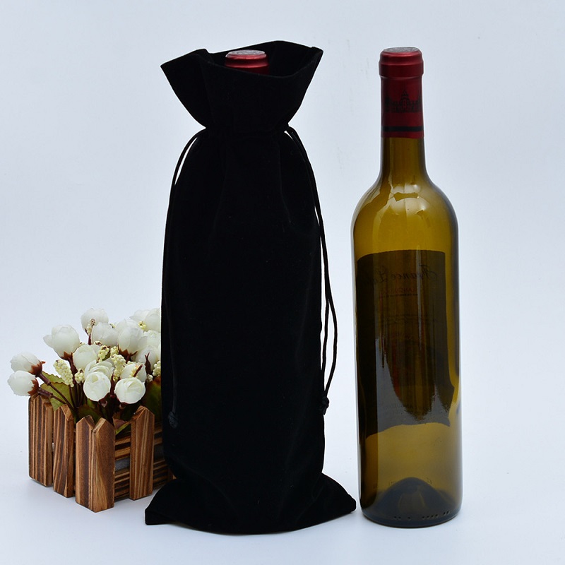 SSS54 Προσαρμοσμένο Velvet Pouch Vine Bottle Profector Carrier Bag Champagne Bottle Covers Χονδρικό εμπόριο