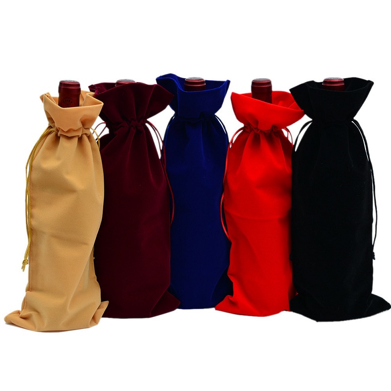 SSS54 Προσαρμοσμένο Velvet Pouch Vine Bottle Profector Carrier Bag Champagne Bottle Covers Χονδρικό εμπόριο